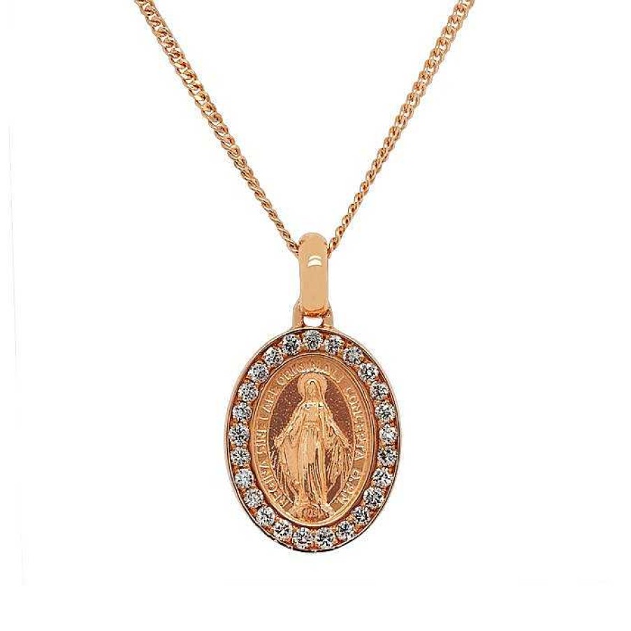 Joyas Pedro Luis Olivares | Colgante Virgen Milagrosa De Oro Rosa Y Diamantes