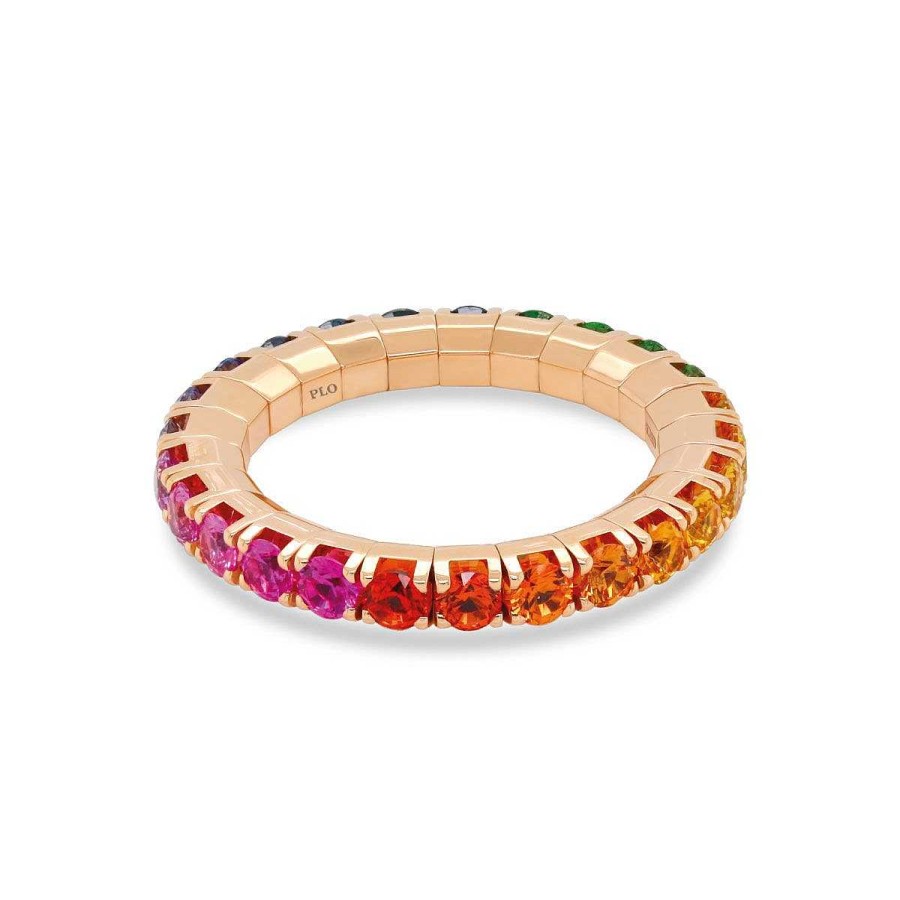 Joyas Pedro Luis Olivares | Anillo De Oro Rosa Con Zafiros Multicolor 1,61 Quilates Y Tsavoritas 0,31 Quilates