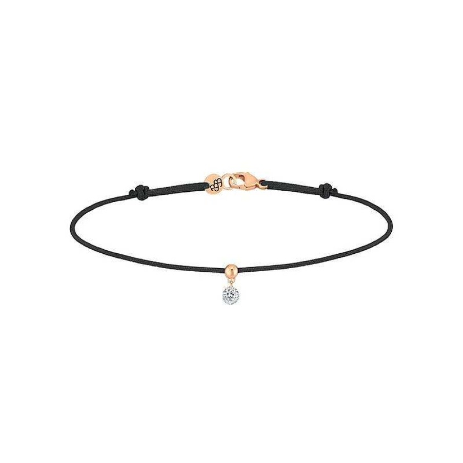 Joyas Pedro Luis Olivares | Pulsera La Brune & La Blonde Bb Cord N Negro, Oro Rosa Y Brillante 0.10 Quilates