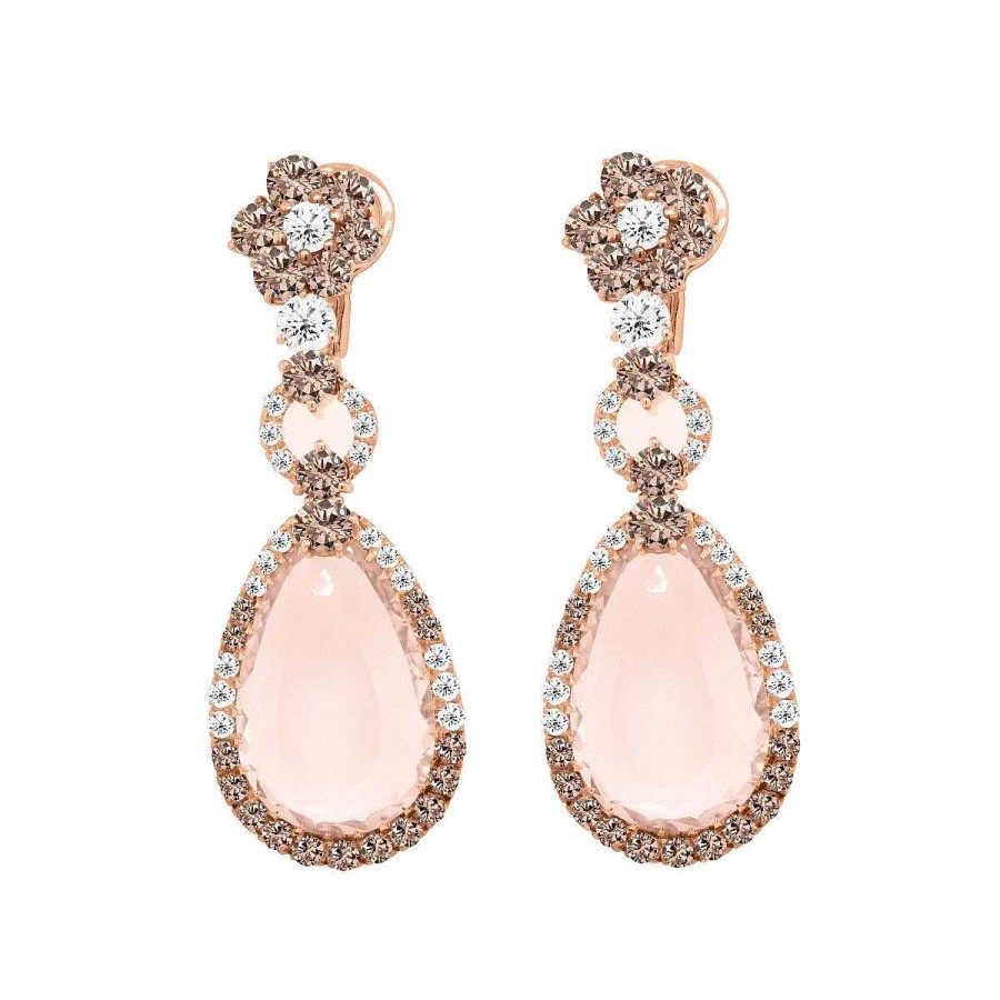 Joyas Pedro Luis Olivares | Pendientes De Oro Rosa Con Diamantes 1,50 Quilates Y Morganita 18,80 Quilates