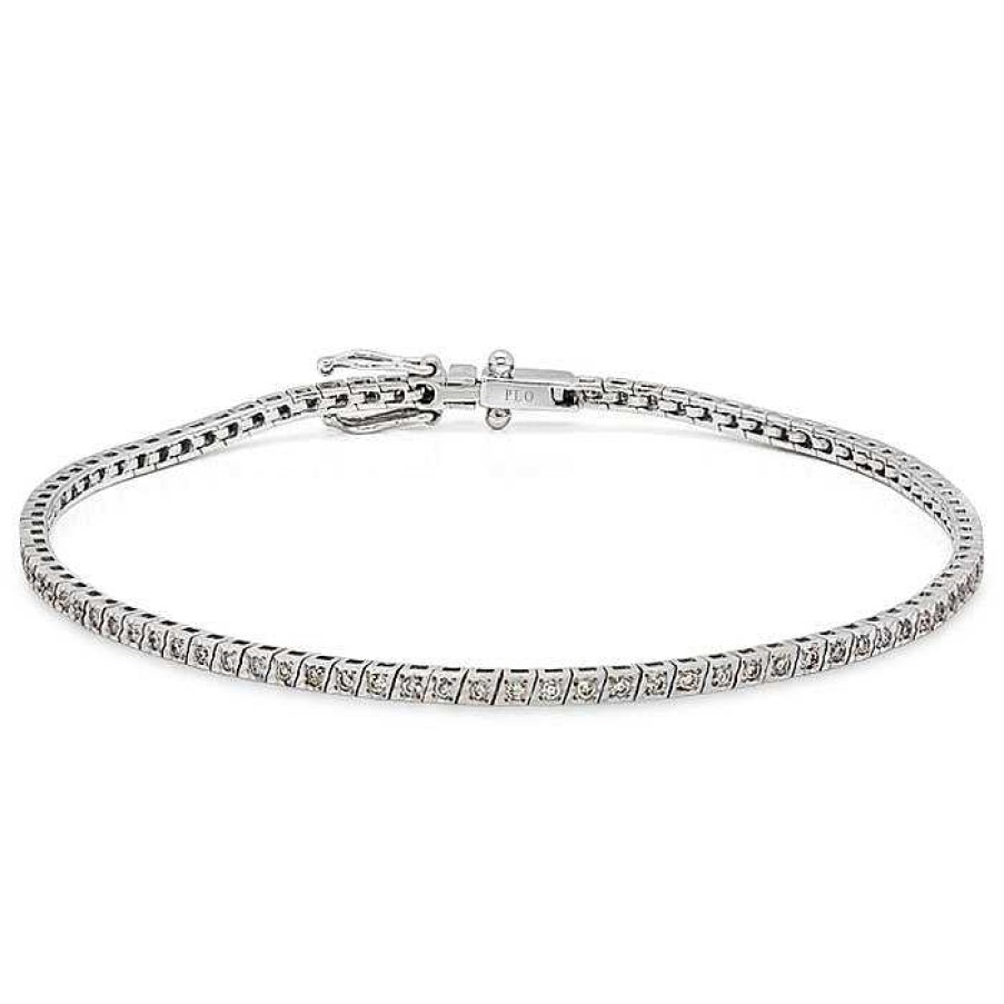 Joyas Pedro Luis Olivares | Pulsera Riviere En Oro Blanco Y Diamantes 0.48 Quilates