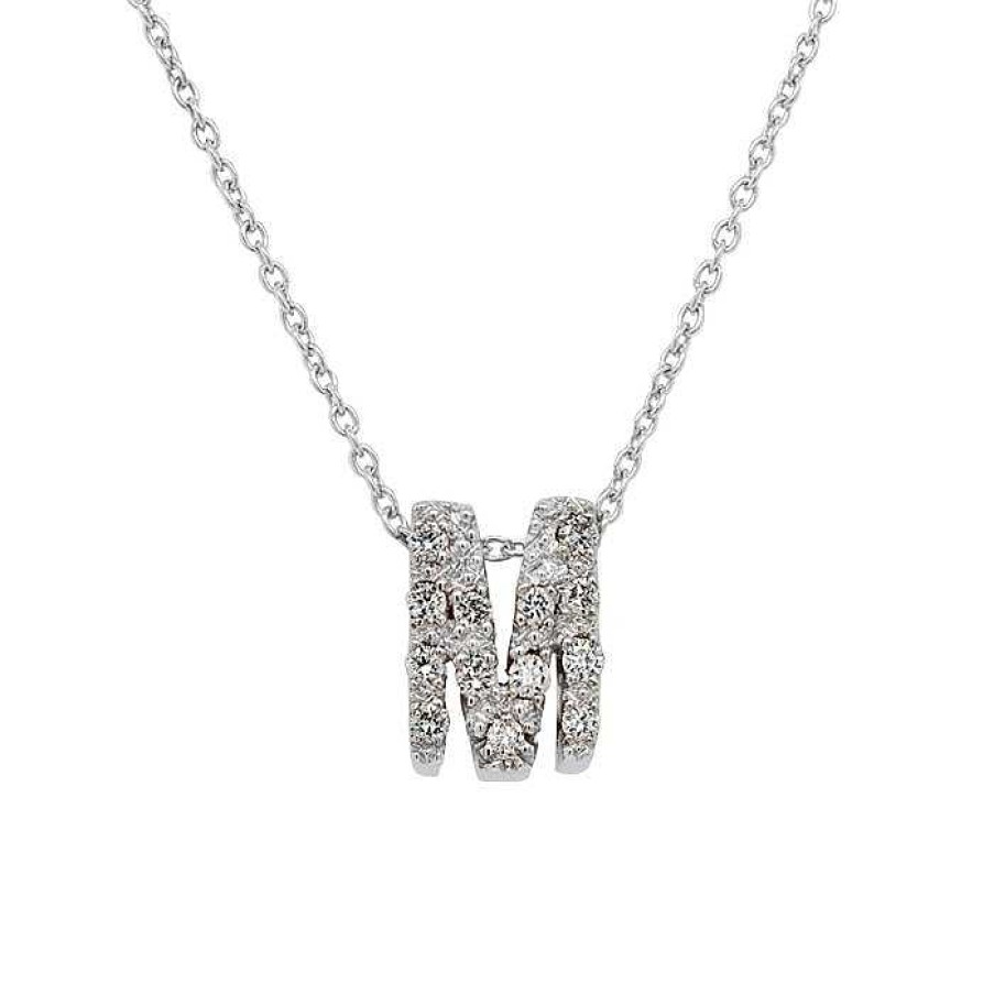 Joyas Pedro Luis Olivares | Colgante Oro Blanco Con Inicial "M" De Diamantes Talla Brillante 0,07 Quilates