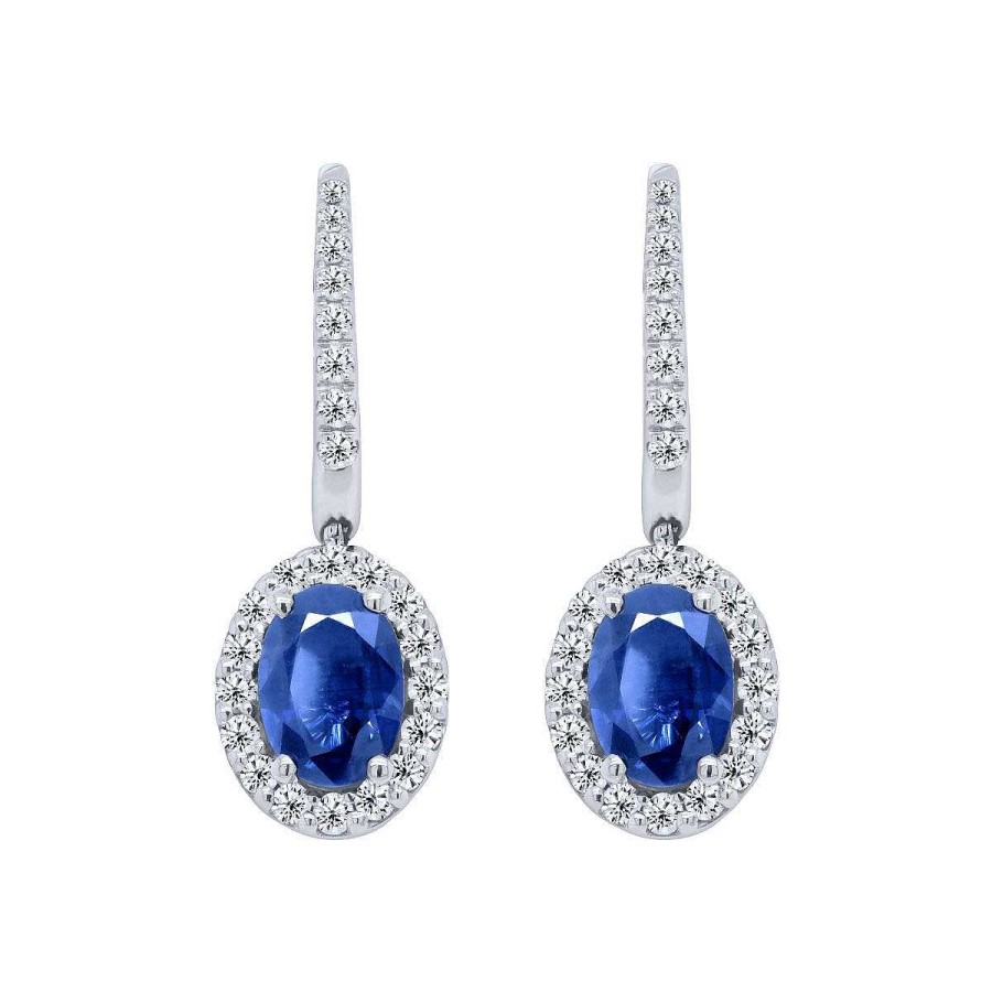 Joyas Pedro Luis Olivares | Pendientes De Oro Blanco Con Diamantes 0.50 Quilates Y Zafiros 1.83 Quilates