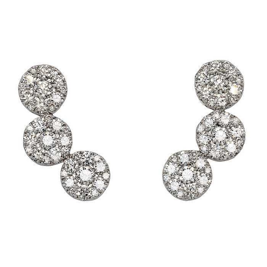 Joyas Pedro Luis Olivares | Pendientes Trepadores De Oro Blanco Y Diamantes 0.90 Quilates