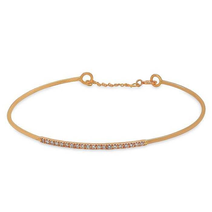 Joyas Pedro Luis Olivares | Pulsera De Ca A De Oro Rosa Y Diamantes 0,13 Quilates