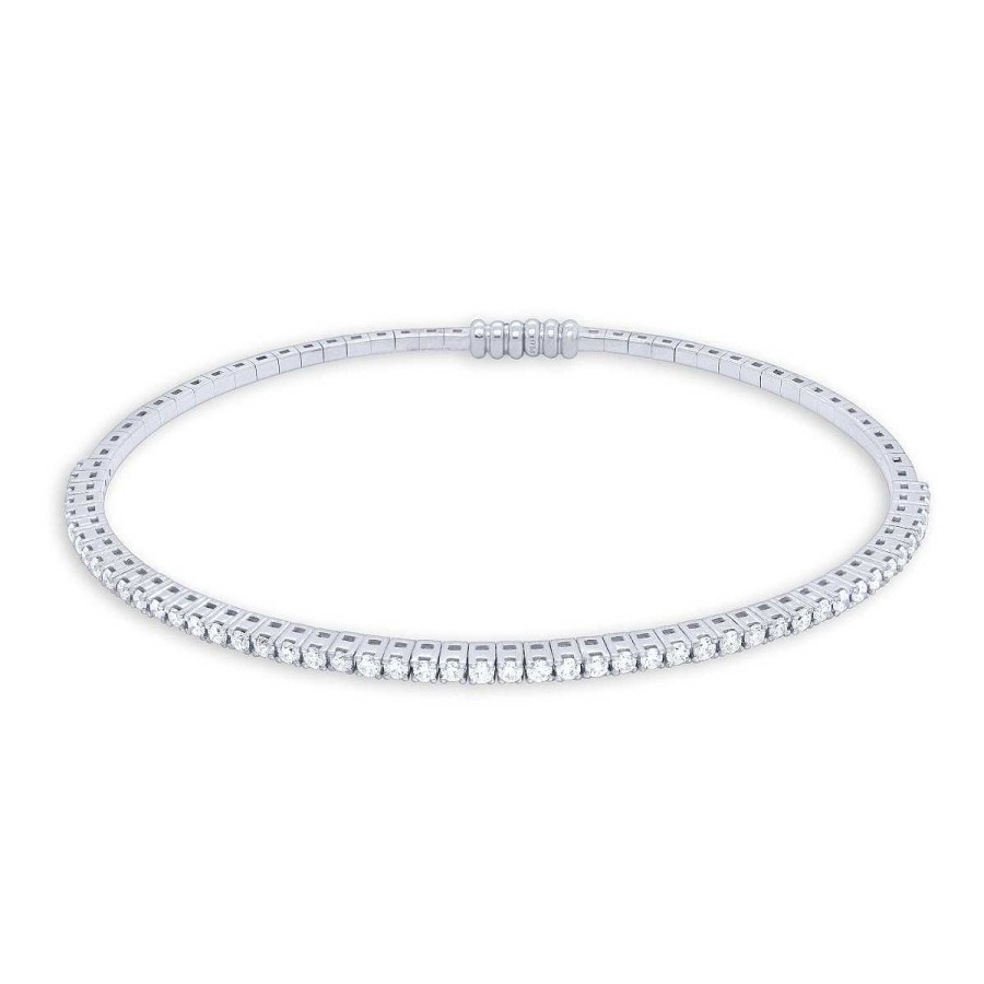 Joyas Pedro Luis Olivares | Pulsera Riviere De Oro Blanco Con Diamantes Talla Brillante 0,72 Quilates