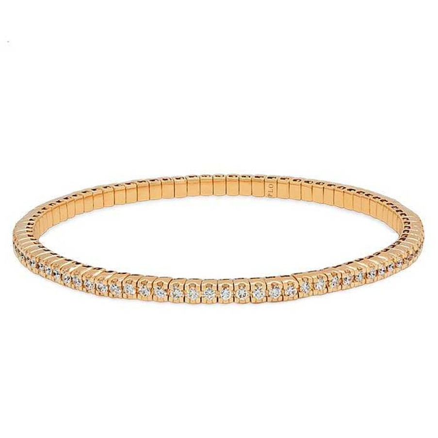 Joyas Pedro Luis Olivares | Pulsera Riviere El Stica En Oro Rosa Y Diamantes 1.80 Quilates