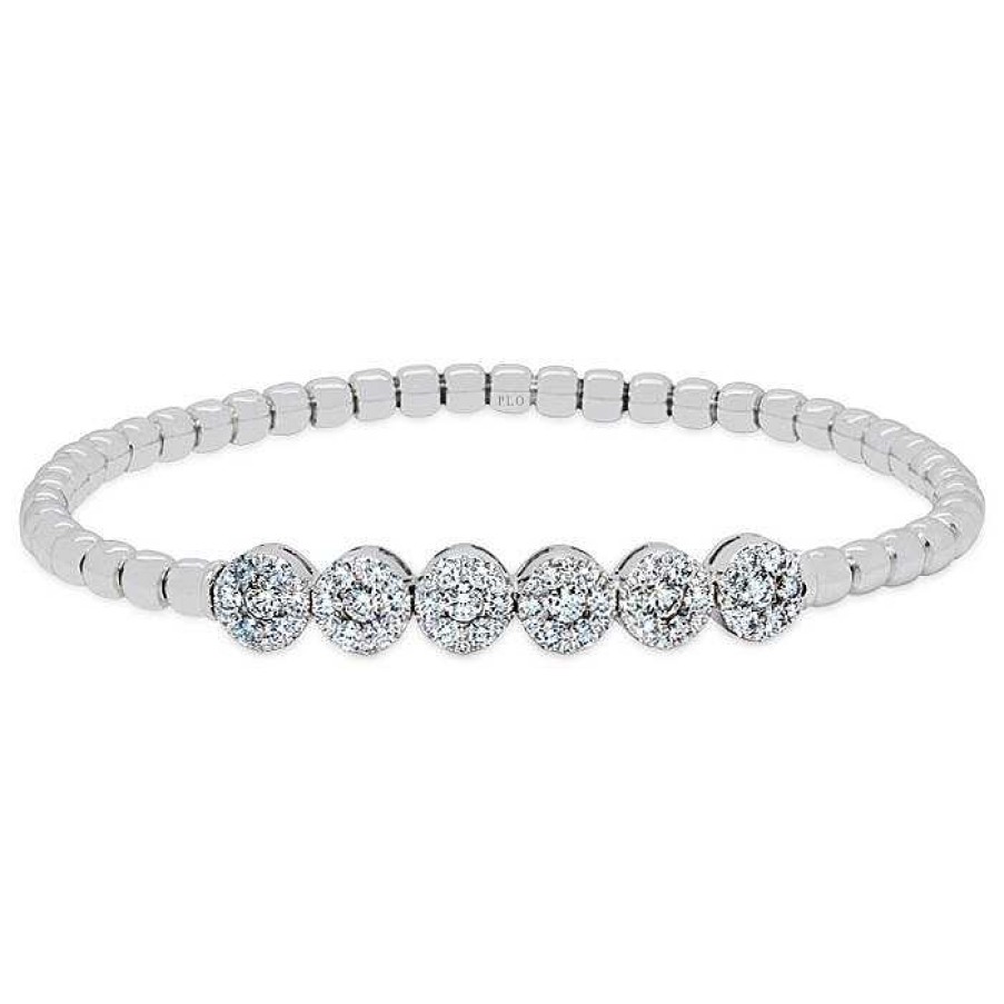 Joyas Pedro Luis Olivares | Pulsera El Stica De Oro Blanco Y Diamantes De 1.52 Quilates