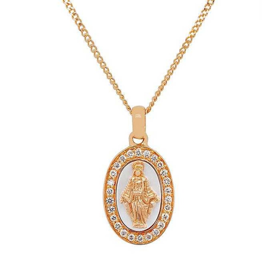 Joyas Pedro Luis Olivares | Colgante Virgen Milagrosa De Madre Perla, Oro Rosa Y Diamantes