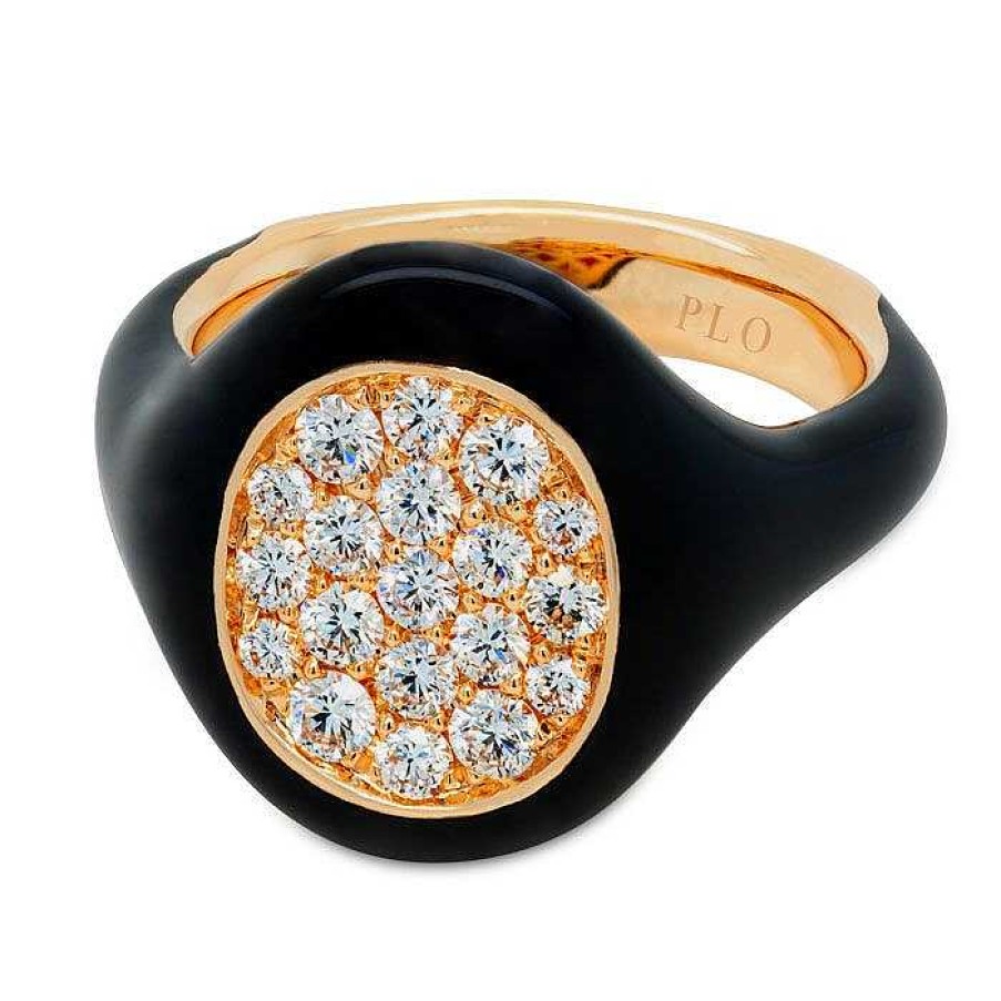 Joyas Pedro Luis Olivares | Anillo Esmalte Negro, Oro Rosa Y Diamantes